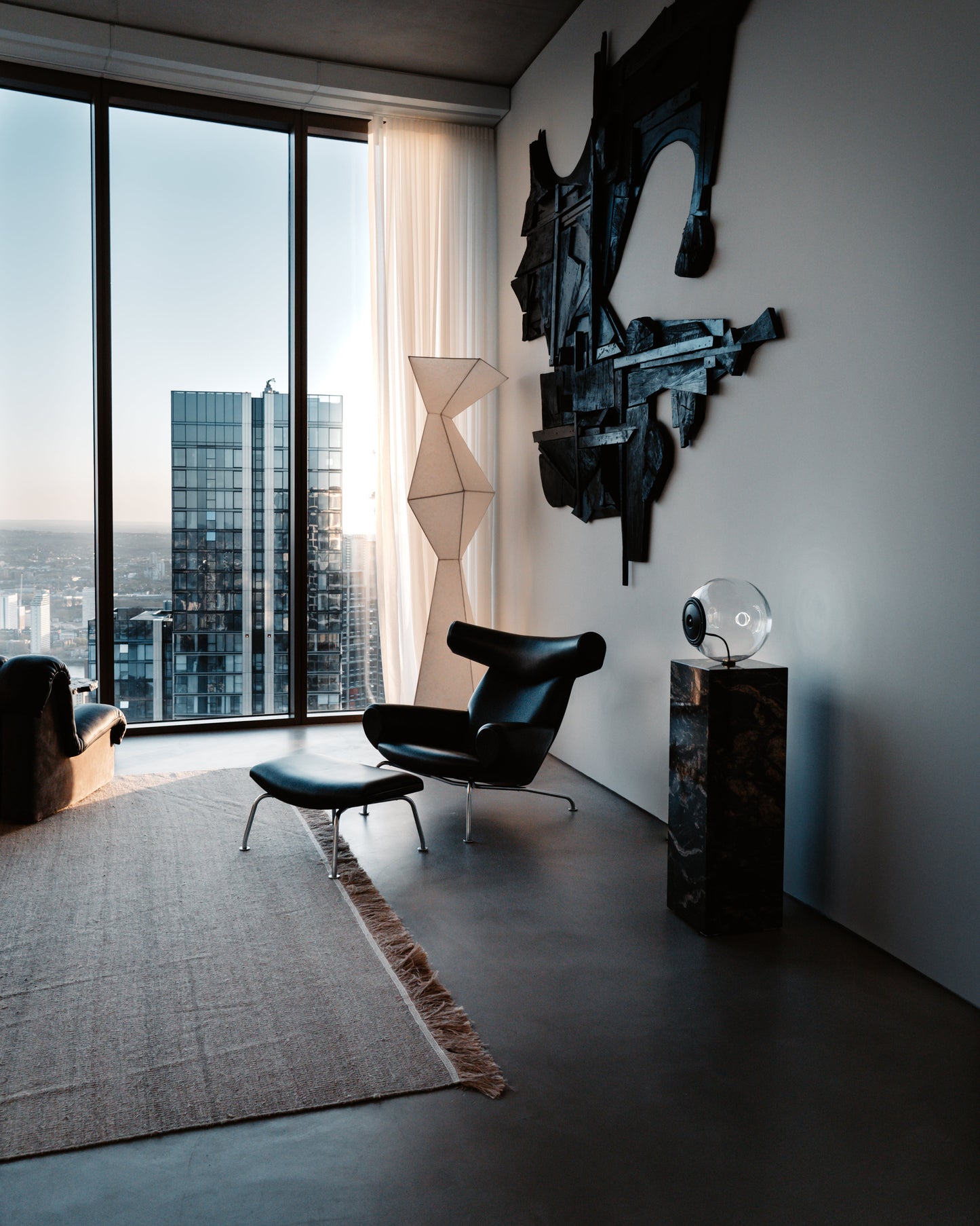 Glass Ball Speaker, sculptural audio design mouth-blown glass sphere with the speaker driver built in 